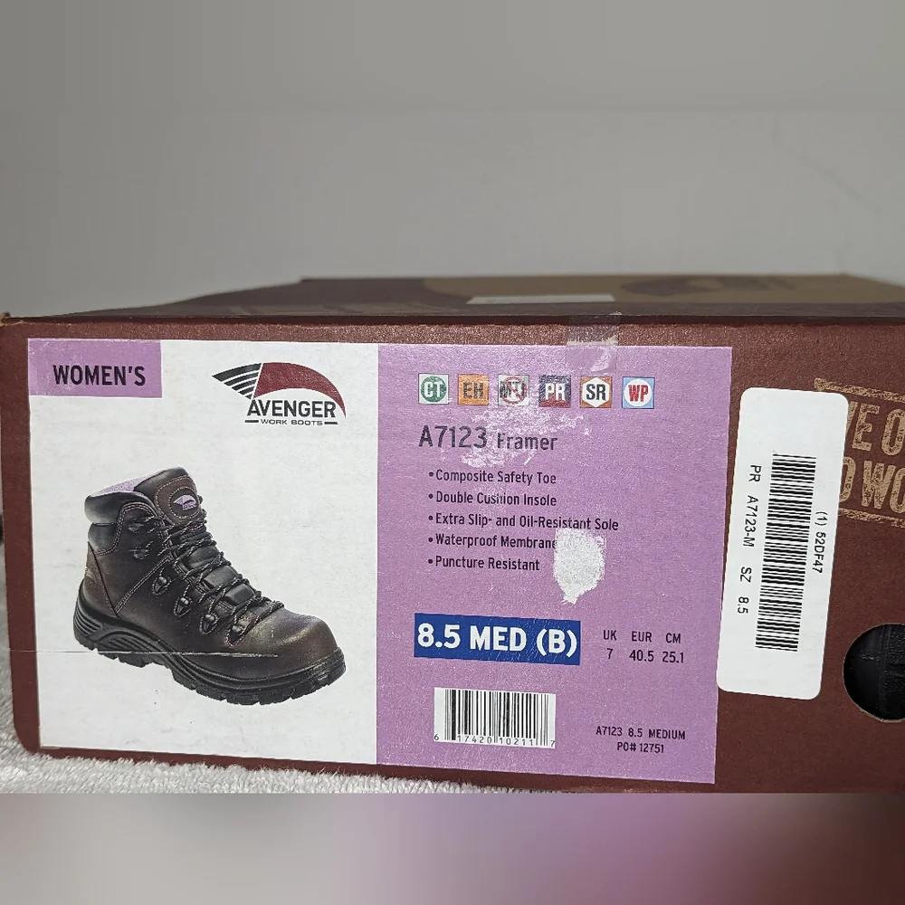 NWT Womens Avenger Composite Work Boots Framer A7123 8.5 M (B) EUC - Picture 2 of 9